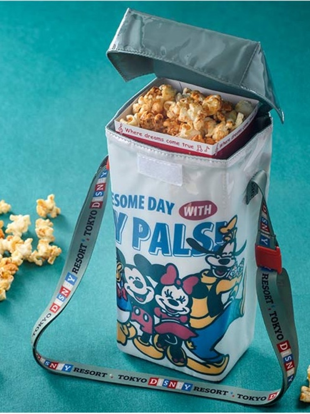 Disney White & Blue Popcorn Crossbody Bag with Classic Characters